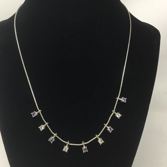 Napier Simulated Amethyst/Crystal Necklace (G2) - Picture 1 of 6